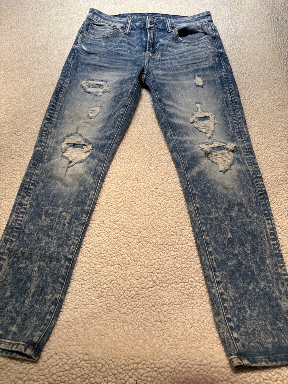 American Eagle Outfitters Men’s Ripped Skinny Jeans - Blue